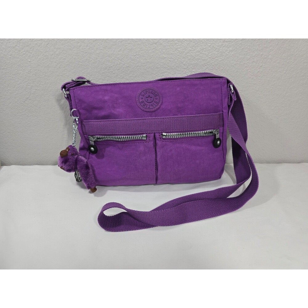 Kipling Angie Violet Purple Crossbody Bag Purse W/ Keychain